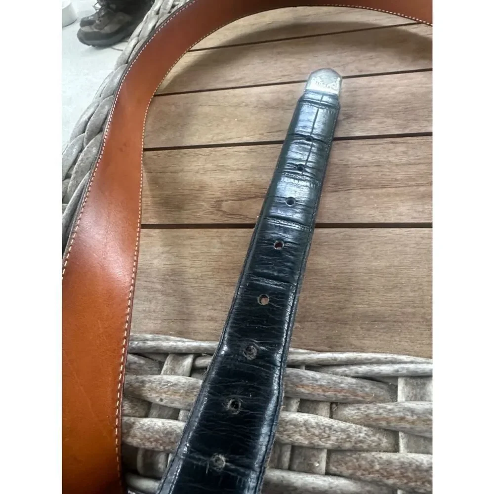 Onyx by Brighton Black Crocodile Embossed Men’s Belt 42